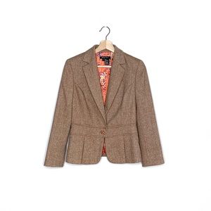 ETCETERA brown tan jeweled button tweed blazer